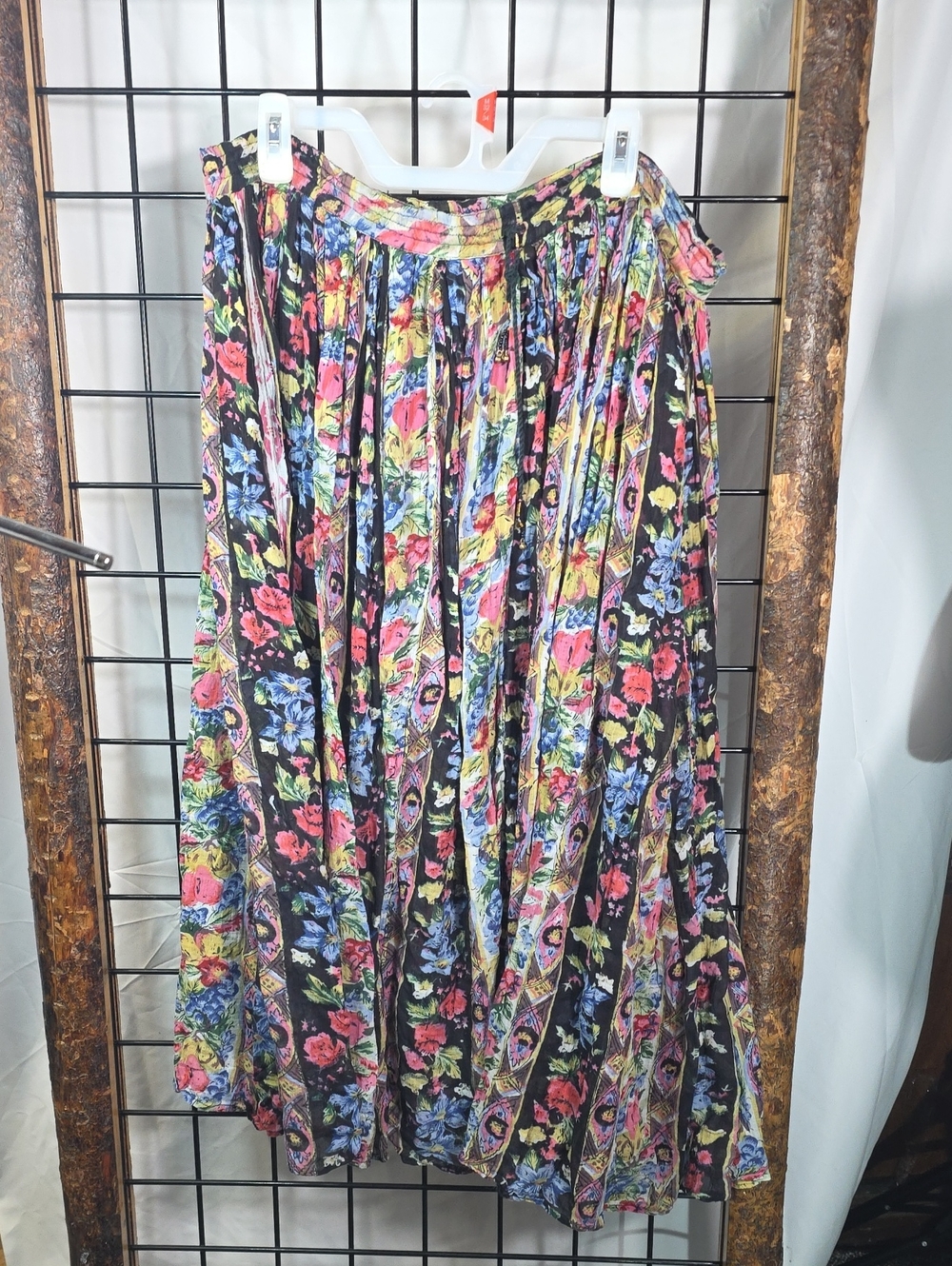 Jasmine Black Floral Circle Skirt with Multicolor Blooms